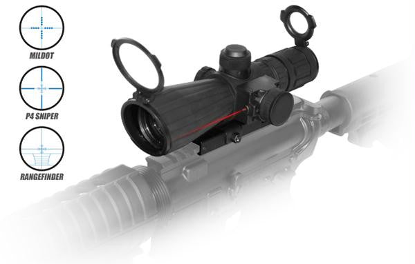 NcStar Mark III Tactical SRT Series 3-9x42 Rubber Compact with Red Laser Rangefinder Scope