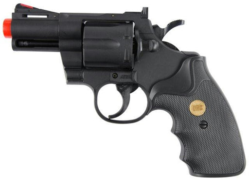 TSD Sports Airsoft Spring Revolver - 2.5 Inch Barrel - Black with black ergo-grip