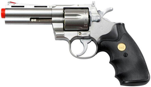 TSD Sports Airsoft Spring Revolver - 4 Inch Barrel - Silver with black ergo-grip