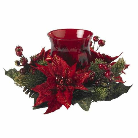 Poinsettia and Berry Candelabrum