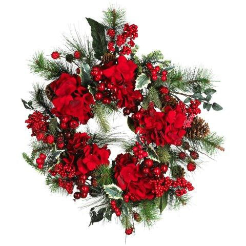 22 Inch Hydrangea Holiday Wreath