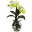 White Mini Vanda w-Fluted Vase Silk Flower Arrangement