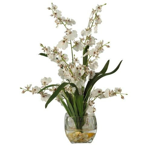 White Dancing Lady Orchid Liquid Illusion Silk Flower Arrangement