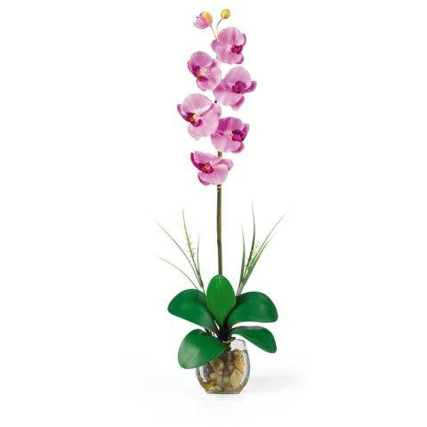 Mauve Single Phalaenopsis Liquid Illusion Silk Flower Arrangement