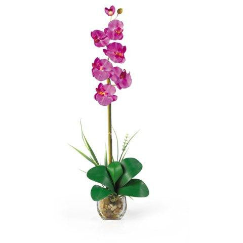 Orchid Single Phalaenopsis Liquid Illusion Silk Flower Arrangement