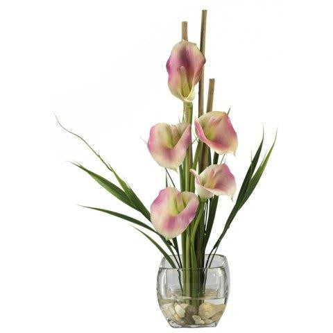 Pink Calla Lilly Liquid Illusion Silk Flower Arrangement