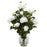 White Rose Bush w-Vase Silk Flower Arrangement