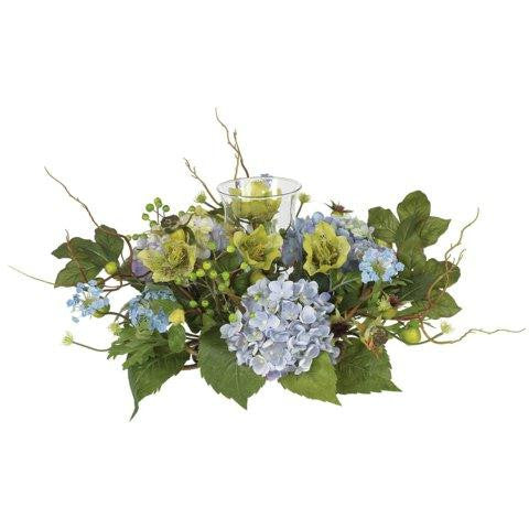 Blue Hydrangea Candleabrum Centerpiece