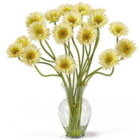 Cream Gerber Daisy Liquid Illusion Silk Flower Arrangement