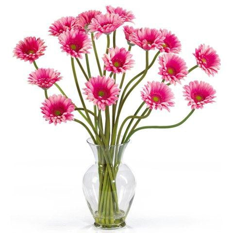 Pink Gerber Daisy Liquid Illusion Silk Flower Arrangement