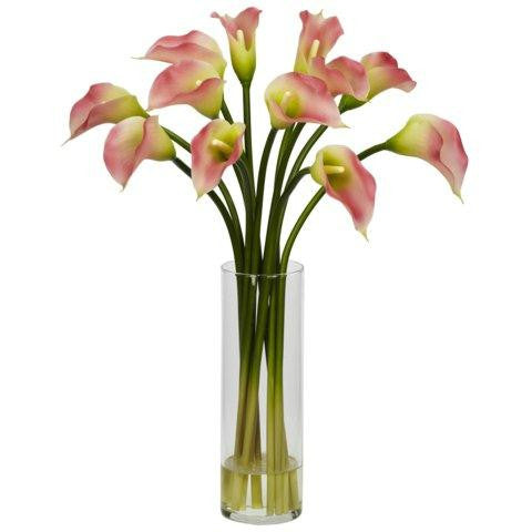 Pink Mini Calla Lily Silk Flower Arrangement