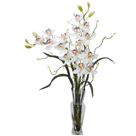 White Cymbidium Silk Flower Arrangement