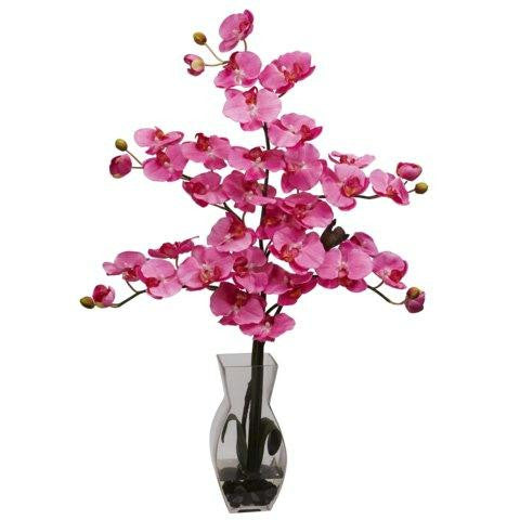 Dark Pink Phalaenopsis w-Vase Silk Flower Arrangement