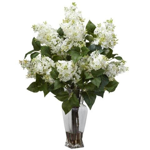 White Lilac Silk Flower Arrangement