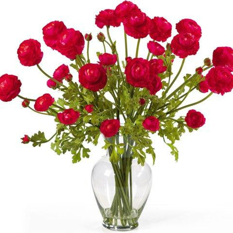 Red Ranunculus Liquid Illusion Silk Flower Arrangement