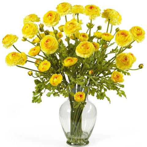 Yellow Ranunculus Liquid Illusion Silk Flower Arrangement