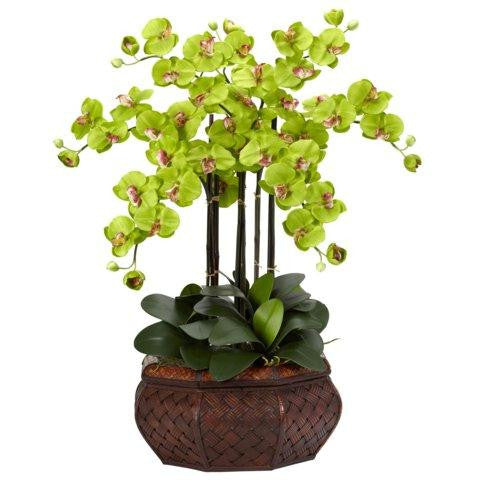 Green Large Phalaenopsis Silk Flower Arrangement