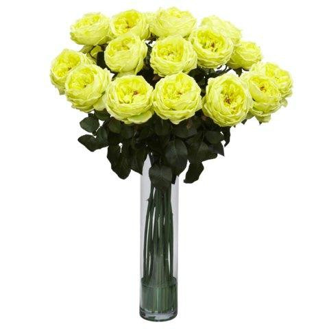 Yellow Fancy Rose Silk Flower Arrangement