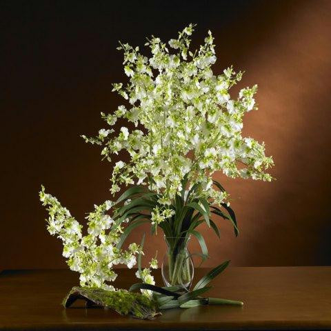 Green Dancing Lady Silk Orchid Flower (6 Stems)