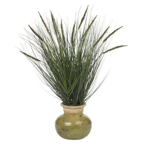 27 Inch Grass w-Mini Cattails Silk Plant