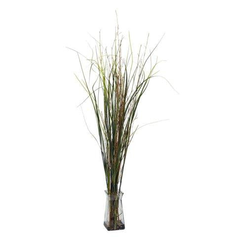 Grass and Bamboo w-Glass Vase Silk Plant