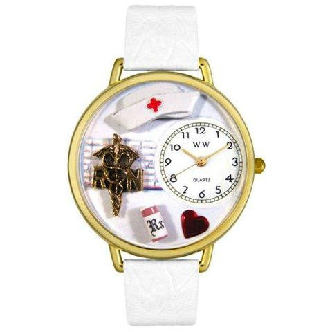 Whimsical Unisex RN White Leather Watch