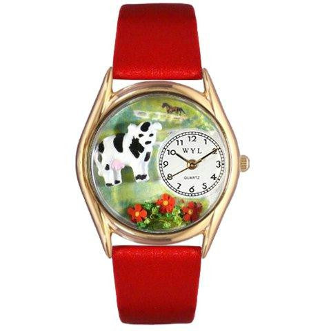 Whimsical Womens Cow Black Leather Watch