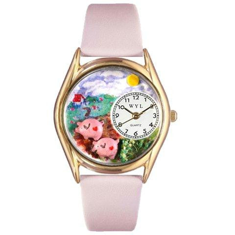 Whimsical Womens Pigs Pink Leather Watch