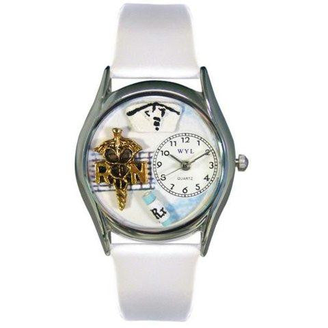 Whimsical Womens RN White Leather Watch