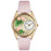 Whimsical Womens Roses Pink Leather Watch