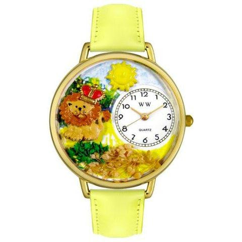 Whimsical Unisex Lion Yellow Leather Watch