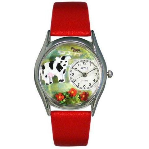 Whimsical Womens Cow Black Leather Watch