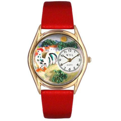 Whimsical Womens Rooster Red Leather Watch