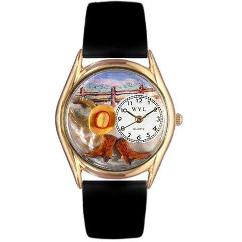 Whimsical Womens Ranch Black Leather Watch