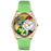 Whimsical Womens Frogs Green Leather Watch