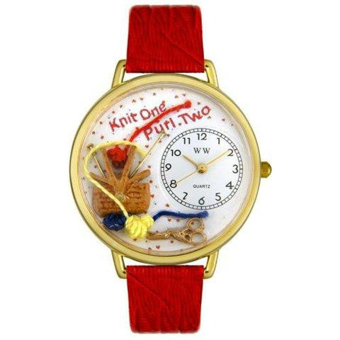 Whimsical Unisex Knitting Red Leather Watch