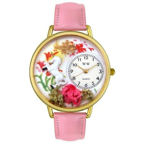 Whimsical Unisex Unicorn Pink Leather Watch