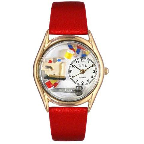 Whimsical Womens Quilting Red Leather Watch