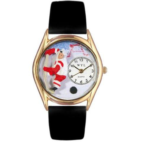 Whimsical Womens Hockey Black Leather Watch