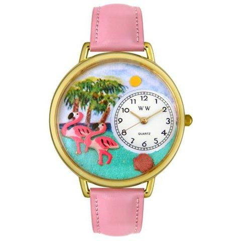 Whimsical Unisex Flamingo Pink Leather Watch