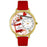 Whimsical Unisex Scrapbook Red Leather Watch