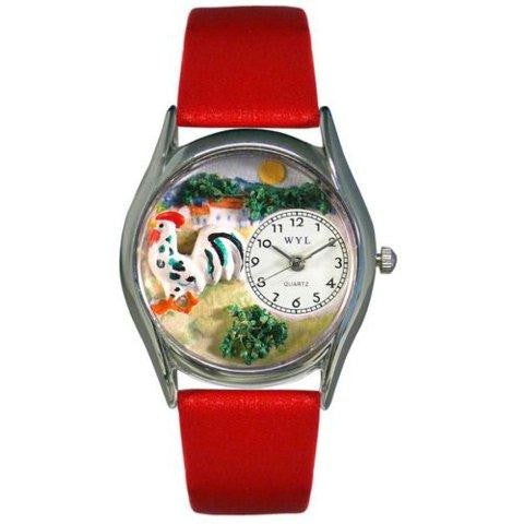 Whimsical Womens Rooster Red Leather Watch