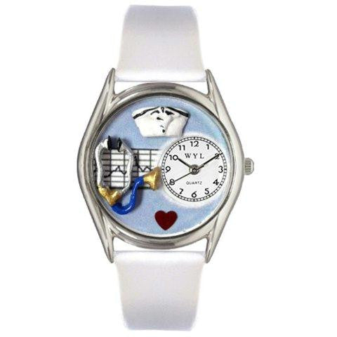 Whimsical Womens Nurse White Leather Watch