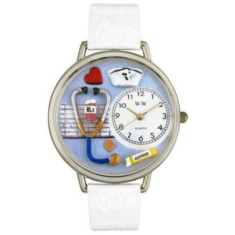 Whimsical Unisex Nurse White Leather Watch