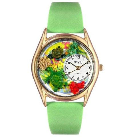 Whimsical Womens Turtles Green Leather Watch