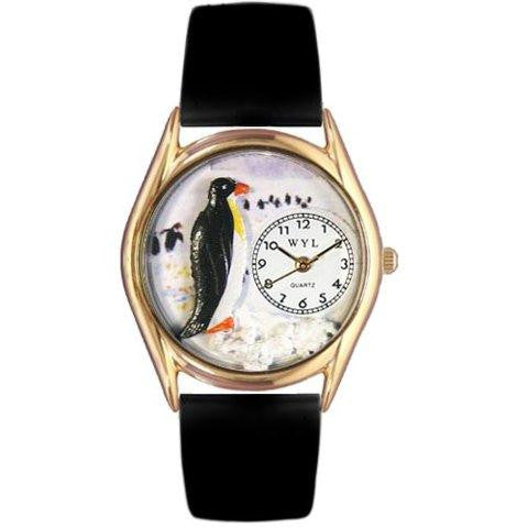 Whimsical Womens Penguin Black Leather Watch