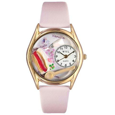 Whimsical Womens Pastries Pink Leather Watch