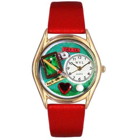 Whimsical Womens Billiards Red Leather Watch