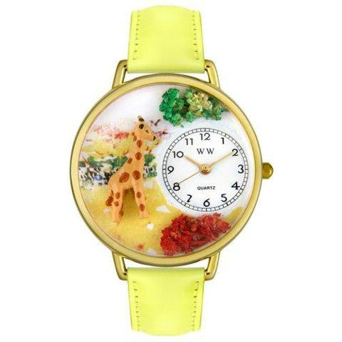 Whimsical Unisex Giraffe Yellow Leather Watch