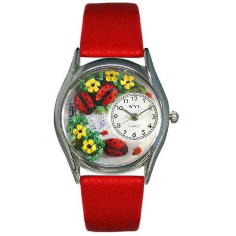 Whimsical Womens Ladybugs Red Leather Watch